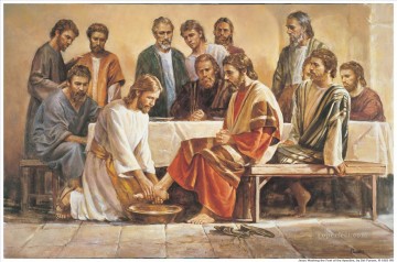 イエス Painting - 使徒の足を洗う宗教的なキリスト教徒のイエス